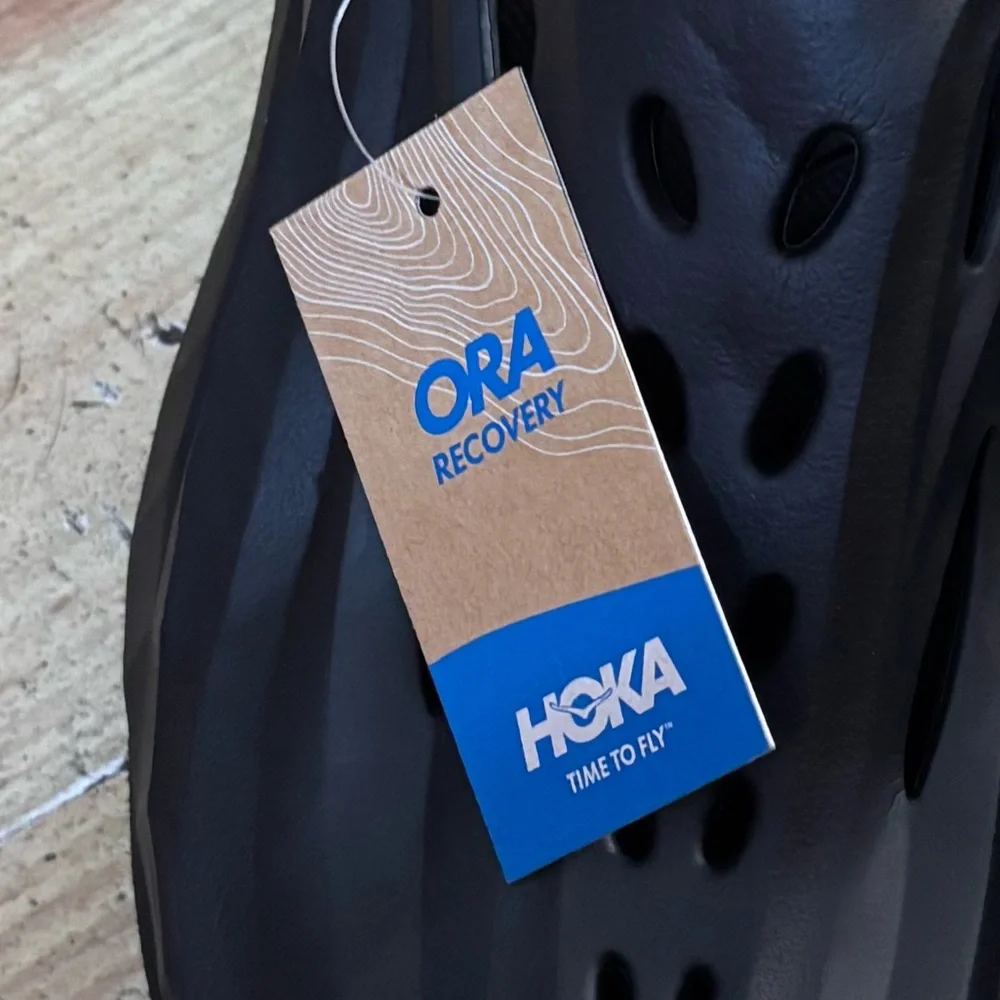 Hoka black Ora recovery mules.   New.  M7. W9 - Picture 7 of 7